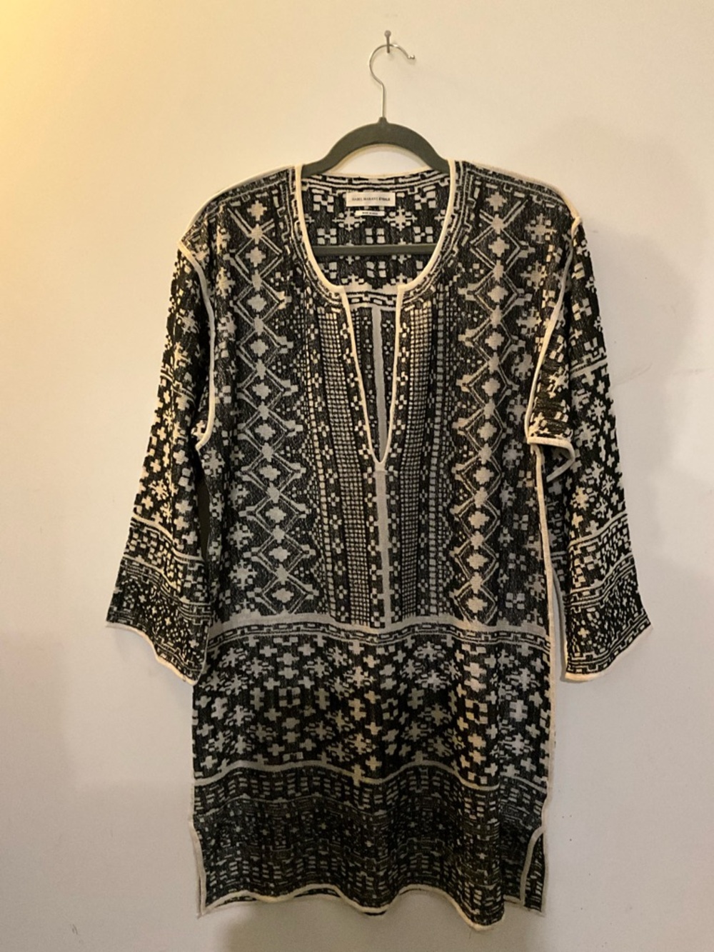 NEW! Isabel Marant Black and Cream Patterned Kaftan